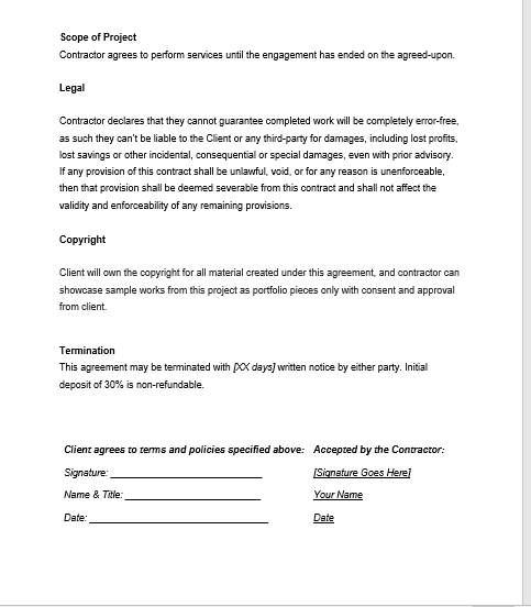 freelance contract page 2